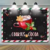 Schneeflocke Plätzchen Und Kakao Weihnachten Schwarz Hintergrund für Dekor